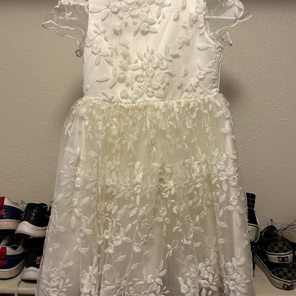 Cream Cap Sleeve Crew Neck Formal Sundress